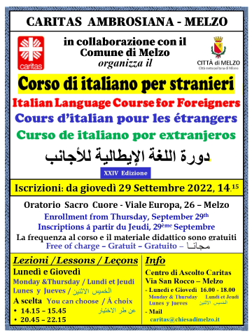 Corso di italiano per stranieri 2022
