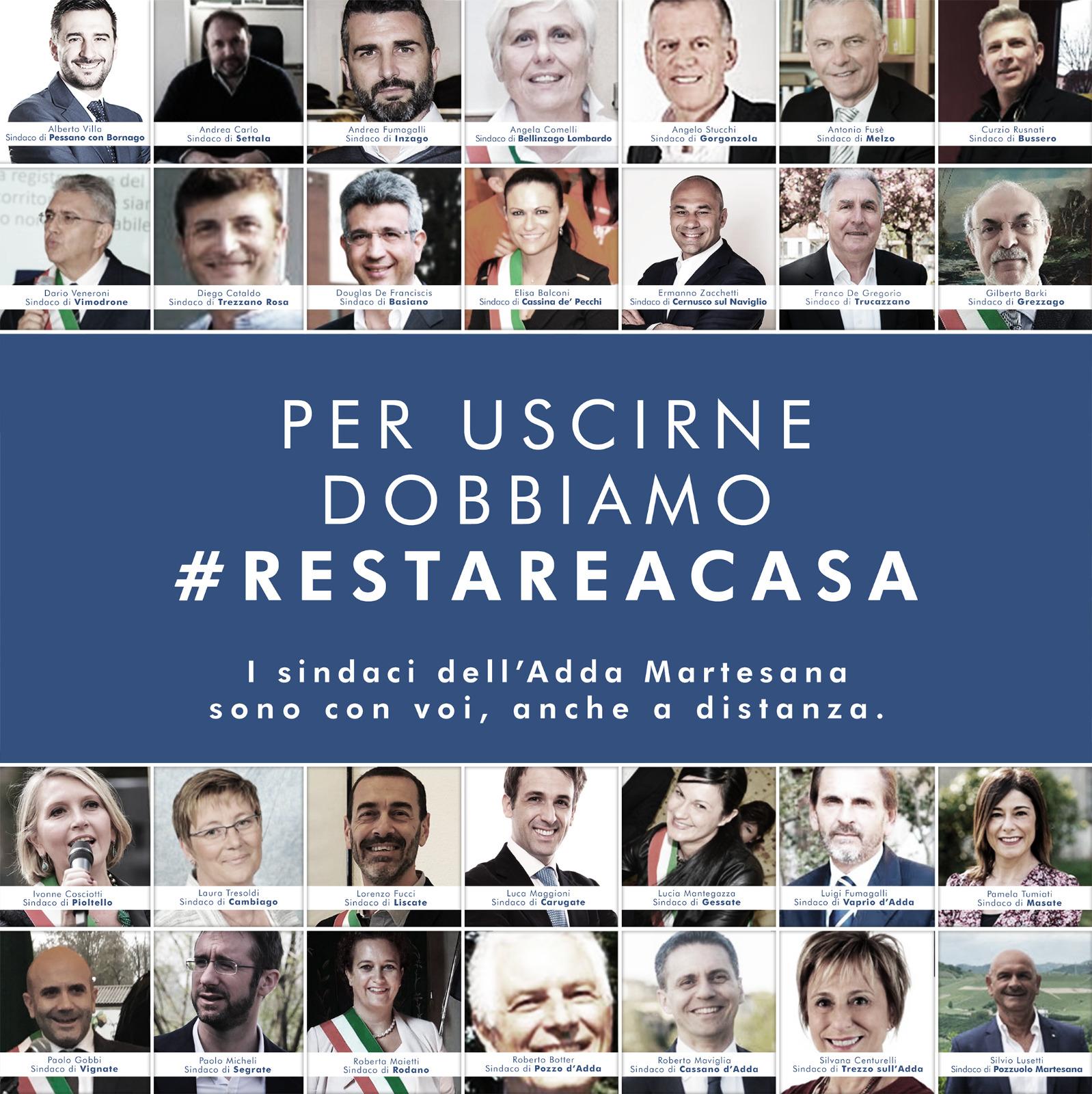 "Siamo con voi, anche a distanza: appello dei Sindaci dell’Adda Martesana"